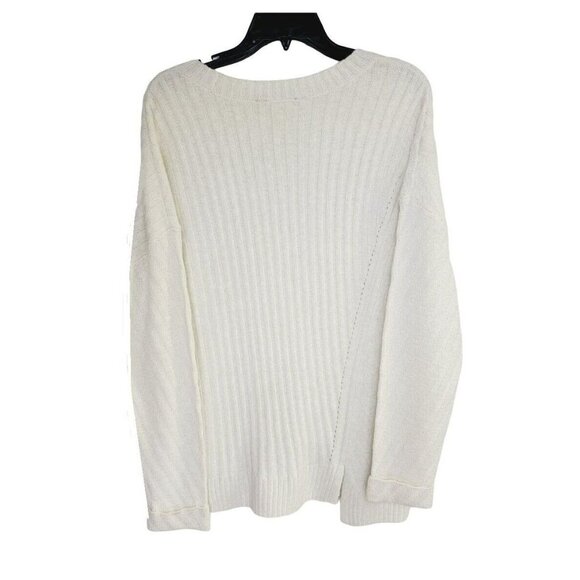 ❤️Knit Sweater Asymmetrical-Hem Sz L Womens Cream with Little Silver Sparkle New - Picture 4 of 9